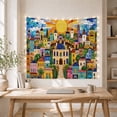 thumbnail image 5 of Cityscape Depicted Mosaic with Tile Effect Numerous Buildings, Mystical Fantasy for Space Lovers, Galaxy Room Decor, Graduation Gift, Tapestry Wall Hanging for Bedroom and Dorm, 5 of 7