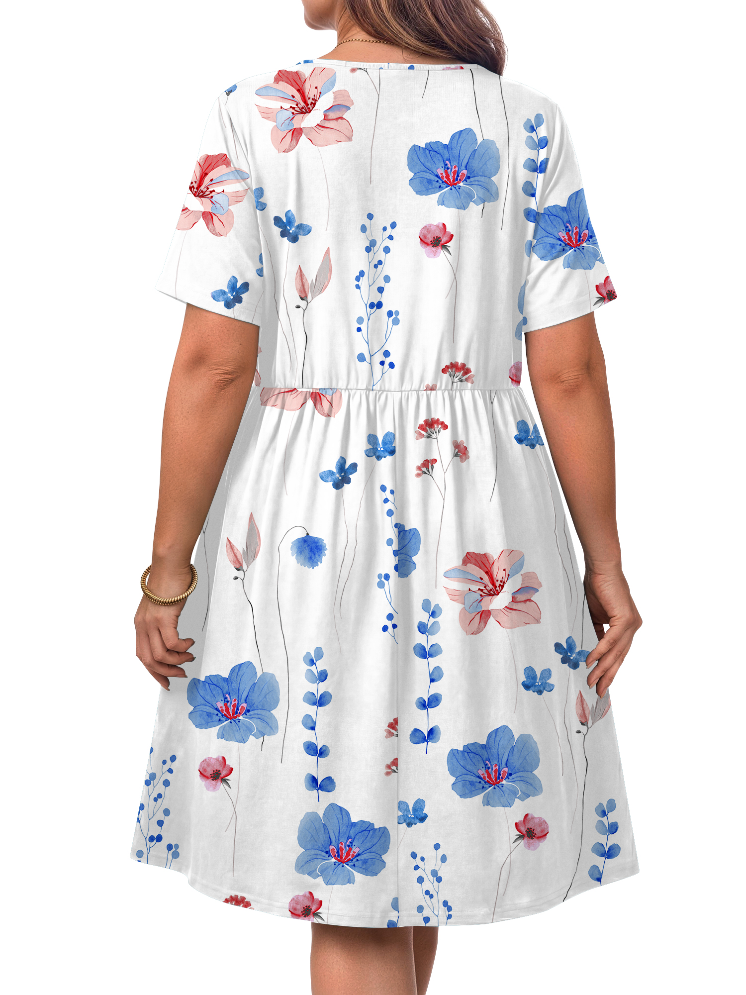 WellSize Plus Size Floral Midi Dress with Pockets photo 4
