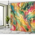 thumbnail image 2 of Ambesonne Colorful Shower Curtain, Modern Jumble Ebru Pattern, 69"Wx70"L, Pale Coffee Dark Coral, 2 of 4