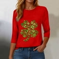 thumbnail image 6 of felwors St Patricks Day Shirt Women 2025 Casual Plus Size 3/4 Sleeve Irish Clover Shirts Funny Saint Patrick's Tunic Tops (Red, XL), 6 of 8