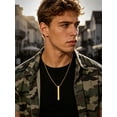 thumbnail image 2 of FaithHeart Bar Pendant Necklace for Men Waterproof 14K Gold Plated Stainless Steel Box Chain Large Rectangle Pendant Cool Minimalist Everyday Jewelry Gifts for Husband Anniversary 20", 2 of 7