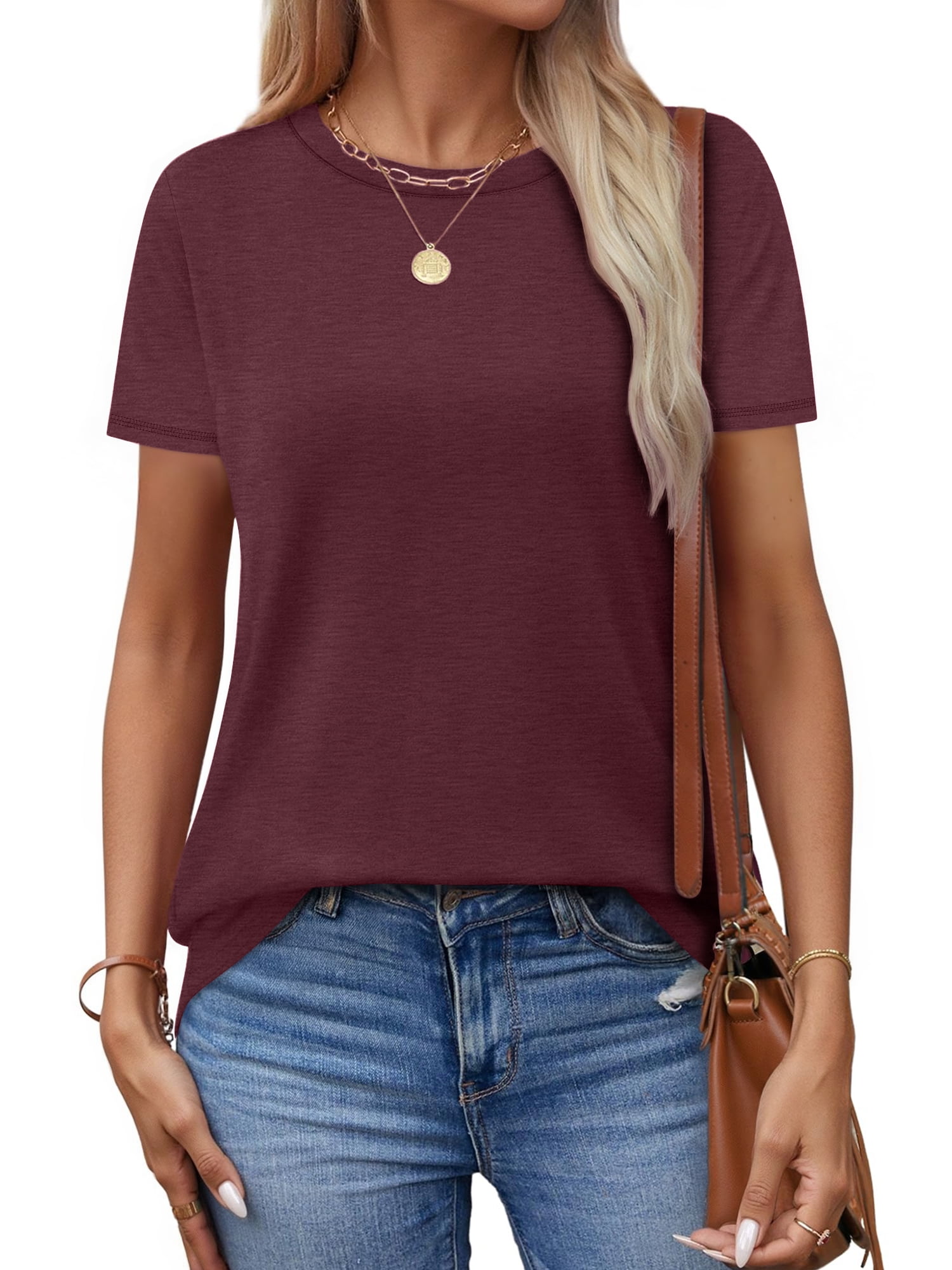 MOSHU 3 Pack T-Shirts for Women Short Sleeve Summer Womens Plus Size Tops Casual Curved Hem Shirts Beach Outfits