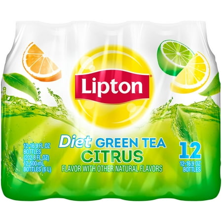 (2 Pack) Lipton Diet Iced Tea, Green Tea, 16.9 Fl Oz, 12