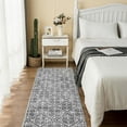 thumbnail image 3 of 2'x6' Hallway Runner Rug, Washable Neutral Moroccan Geometric Low Pile Non-Slip Carpet for Kitchen, Bedside, Laundry Room, 3 of 10