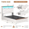 thumbnail image 2 of Twin Bed Frames with 5 Drawers, Farmhouse Bed Frame with Barn Door Headboard and Storage, Wood Platform Bed Frame Twin Size with Charging Station and LED Lights, No Box Spring Needed, White, 2 of 8