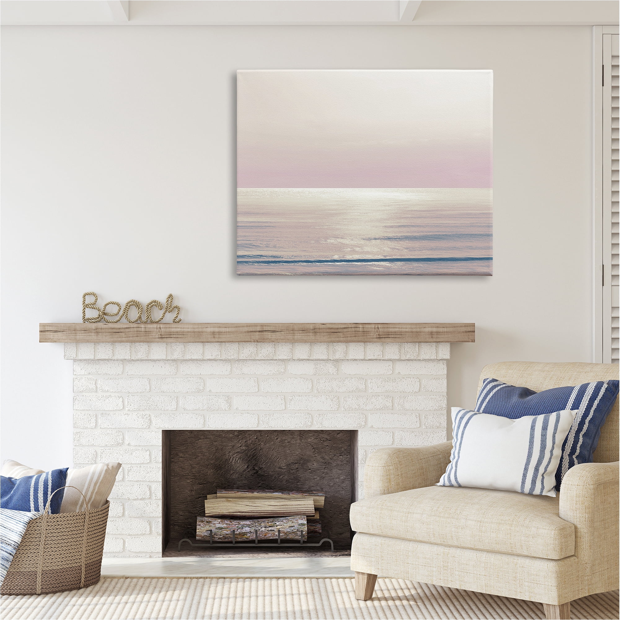 Stupell Industries Pastel Ocean Horizon Landscape Photography Gallery Wrapped Canvas Art Print Wall Art, 48 x 36