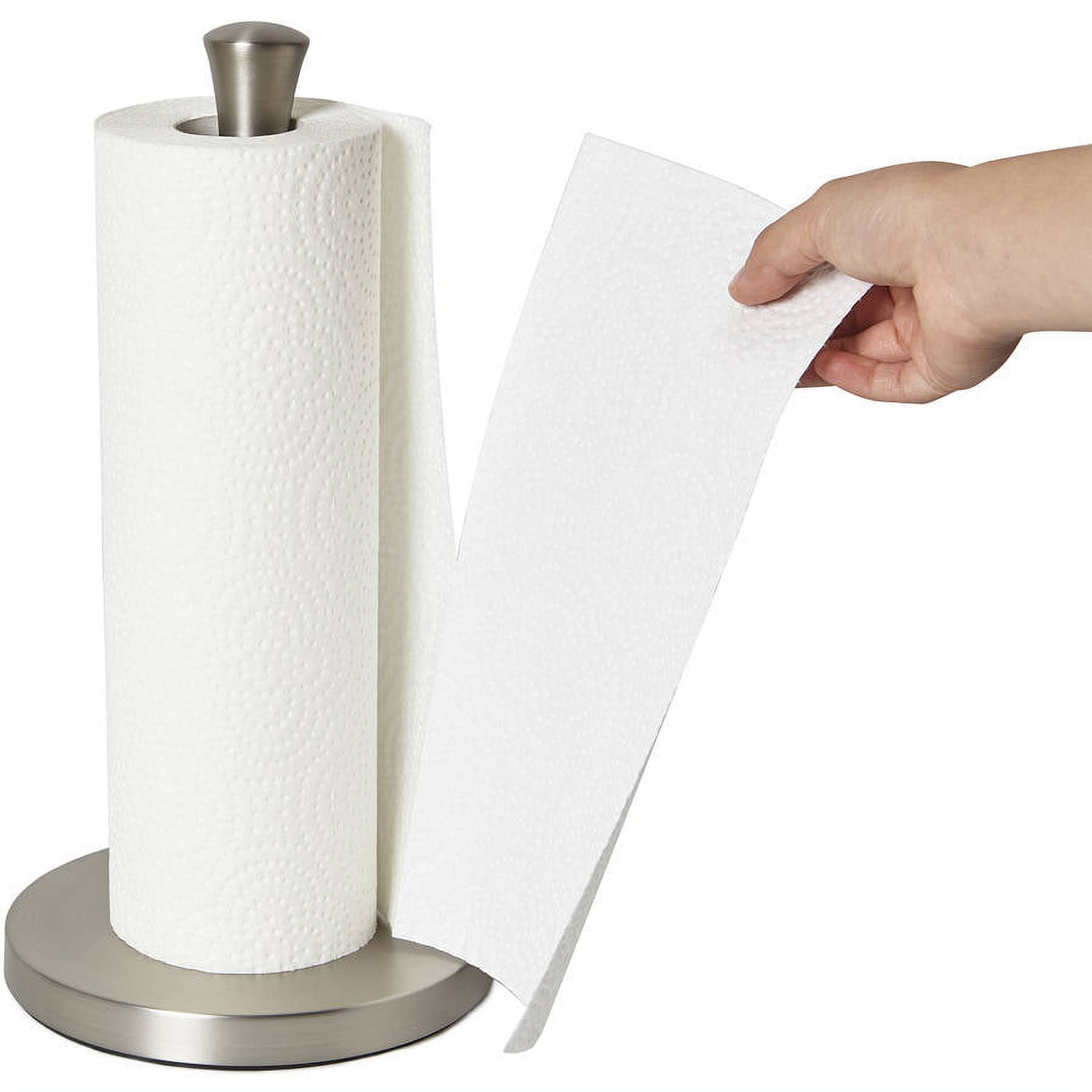 Better Homes Gardens Free Standing Paper Towel Holder with Weighted Non Slip Base 14 Inch Nickel