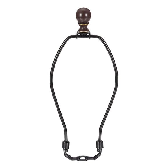 Uxcell 1 Set 8" Lamp Shade Harp Holder, Heavy Duty Detachable Lampshade Brackets with 1.46" Height Solid Metal Finial Shade Holder for Table and Floor Lamps, Black/Brown