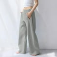 thumbnail image 6 of Wide Leg Sweatpants for Women Mid Waist Drawstring Pocketed Loose Baggy Pants Solid Color Casual Sport Trousers (XL, Gray), 6 of 7