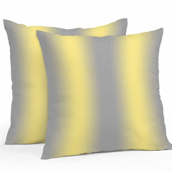 Yellow Ombre Waterproof Outdoor Throw Pillow Covers 16''x16'' Pack 2, Pillow Cases Throw Cushion Cover with Zipper, Farmhouse Grey Modern Art Washable Pillowcase for Poolside Sofa