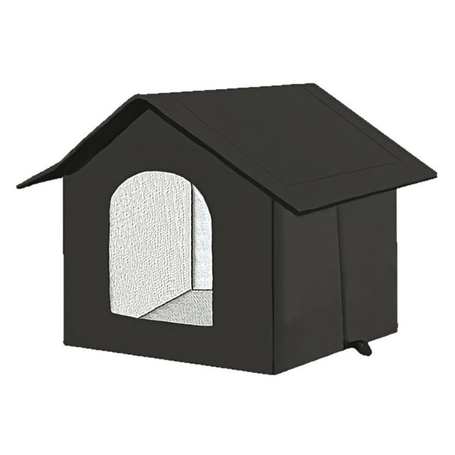 Casa para gatos al aire libre con aislamiento, refugio para gatitos, impermeable, resistente a la intemperie, para todas las estaciones. Negro M