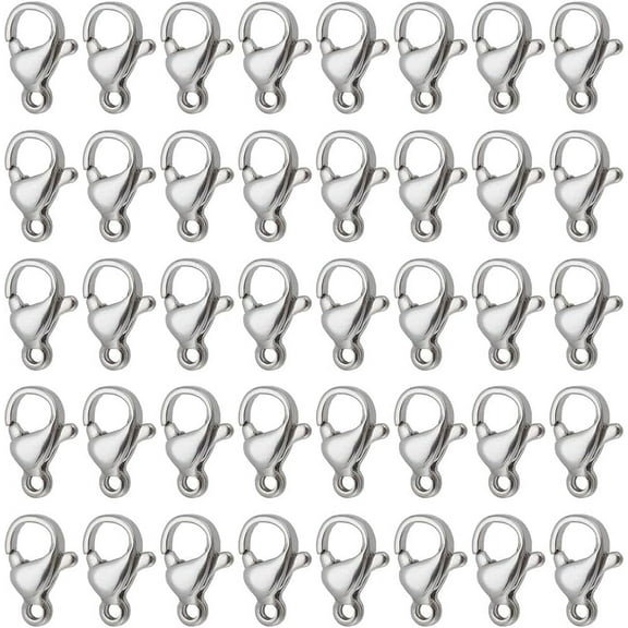 100pcs DIY Lobster Claw Clasps Grade A 304 Stainless Steel Jewelry Lobster Clasp Fastener Hook Clasps for Necklaces Bracelet Jewelry Making 10x6mm
