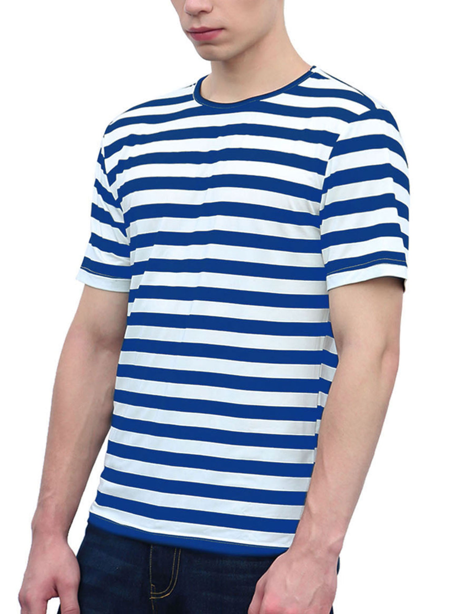 INSPIRE CHIC Men's T-Shirt Striped Vintage Crew Neck Short Sleeve