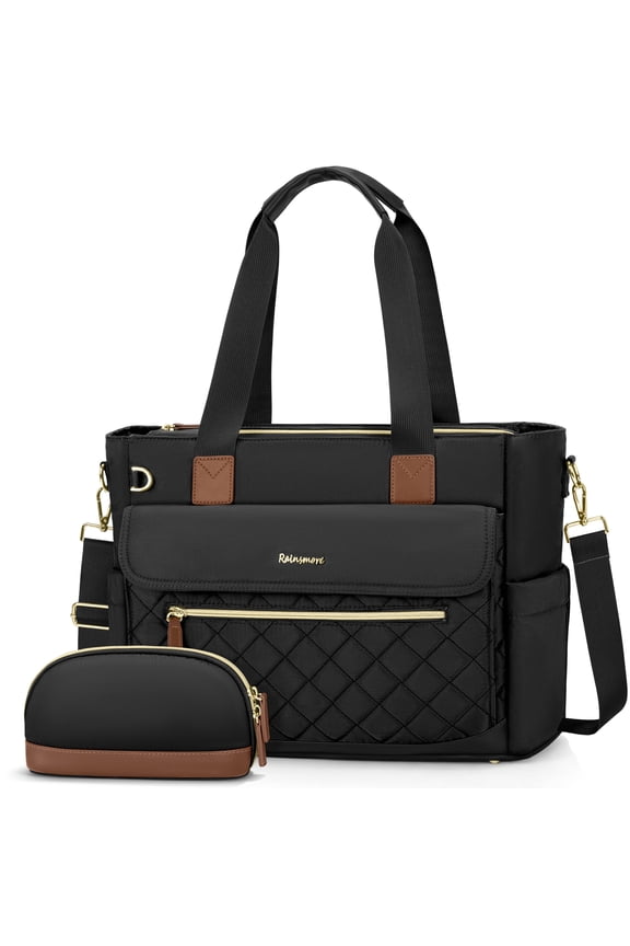 Teacher Tote Bag 15.6 inch Laptop Bag for Women with Small Bag Professional Work Tote Bags Nurse Bag Computer Briefcase,Black