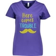thumbnail image 3 of Inktastic Here Comes Trouble, Mustache, Moustache Women's V-Neck T-Shirt, 3 of 5