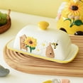 thumbnail image 3 of BOWTONG Sunflower Bee Butter Dish with Lid Ceramic Butter Dishes Yellow Butter Holder Butter Keeper Butter Serving Container, Thick-Walled Ceramic Butter Dish, Dishwasher, 3 of 10