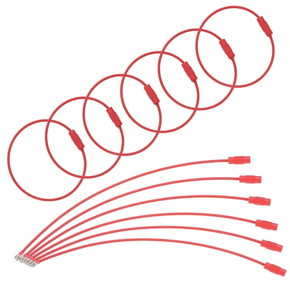 Uxcell 22 Pcs Wire Keychain Cable, 6 Inch Luggage Bag Tag Loops, Red, Durable Design