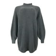 thumbnail image 4 of Women's Pullover Sweater Fashion Mid Length Raglan Sleeve Solid Color Turtleneck Sweater Dress for Stylish Casual Outfits and Seasonal Wear, 4 of 5