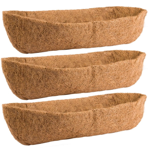 Maceta Coco Liners para ventana, paquete de 3 unidades, 60 cm, color coco natural
