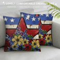 thumbnail image 3 of Shiartex 4th of July Patriotic Pillow Covers USA Flag Red Blue Stars Floral Holiday Striped Decorative Pillow Cases Square Cushion Cover Farmhouse Decor for Home Sofa Couch Bed White, 3 of 5