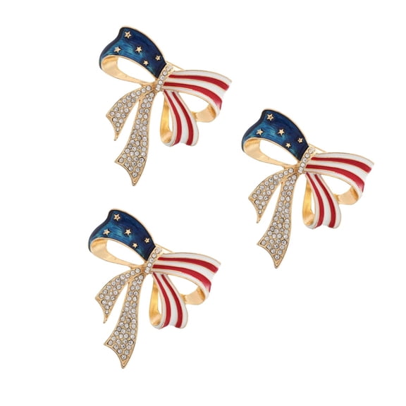 Masteelf 3pcs Rhinestone Usa Flag Brooch Pin For Men Women Metal Crystal 4th Of July American Patriotic Brooches Dress Independence Jewelry Accessories Veterans Memorial Day