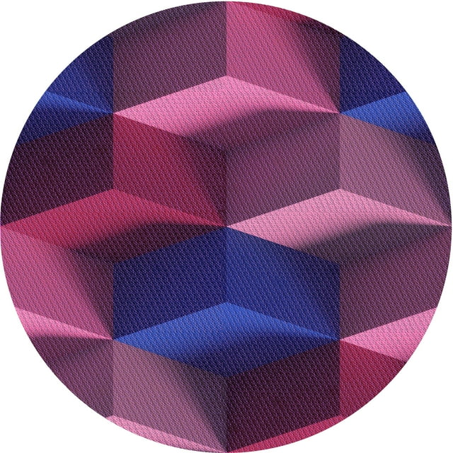 Ahgly Company Tapis d'Intérieur Ronds Transitionnels Lavables à la Machine, Violet Orchidée Foncé, 5 Pieds Rond