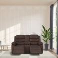 thumbnail image 2 of Januri 65" Velvet Reclining Livingroom Loveseat in Brown, 2 of 4