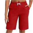 thumbnail image 5 of Byworldtasic Womens Bermuda Shorts Athletic Gym Wide Leg Knee Length Summer Elastic Waisted Pajama Pants with Pocket, 5 of 7