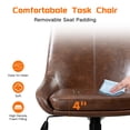 thumbnail image 5 of Faux Leather Home Office Task Chair, Armless Office Chair With Wheels, Swivel Adjustable Seat Height Desk Chair with Rocking Function for Living Room or Study, Dark Brown, 5 of 11