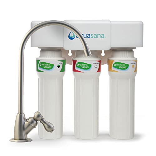 Aquasana AQ-5300+.55 3-Stage Max Flow Under Sink Water Filter with Brushed Nickel Faucet