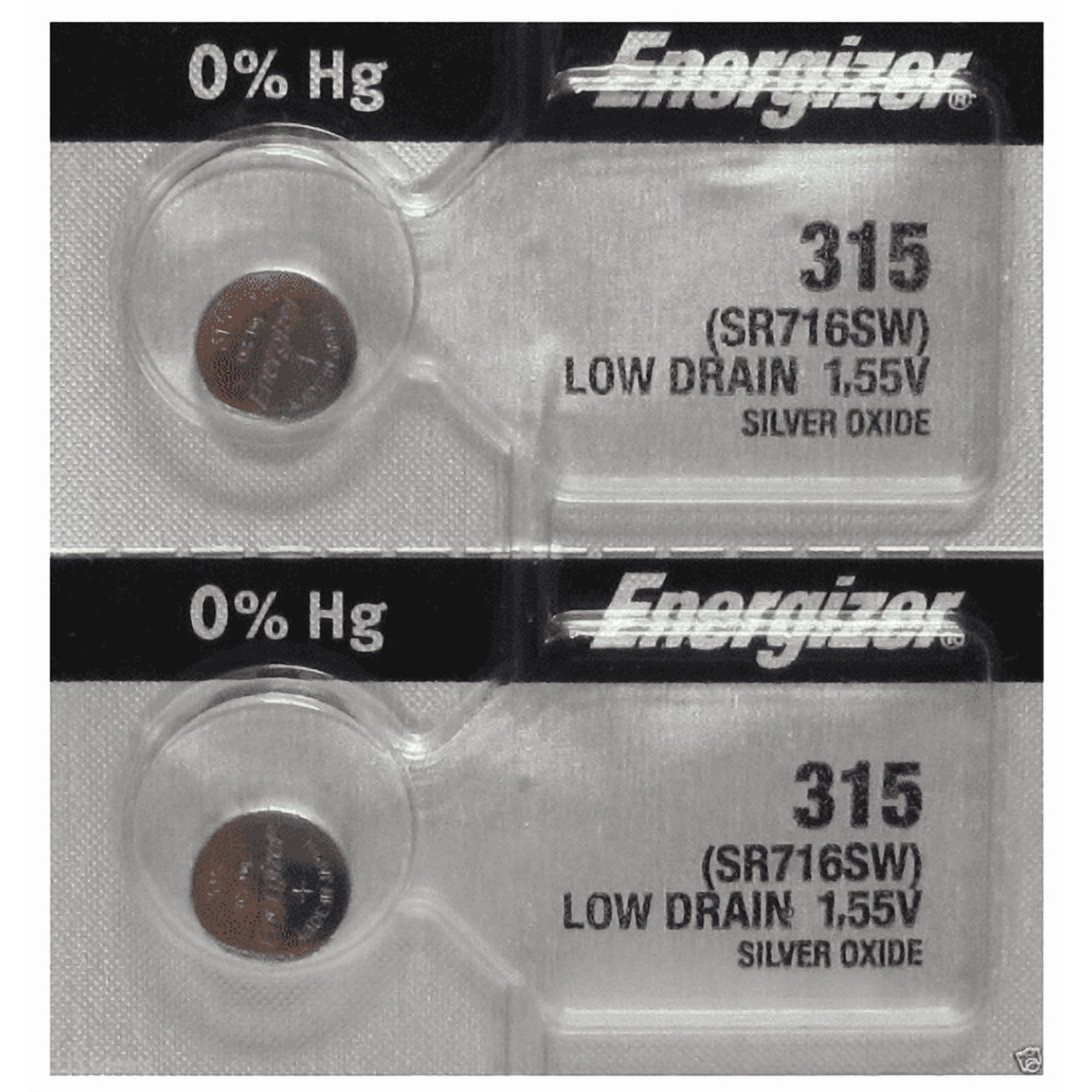 Energizer 315 - SR716 Silver Oxide Button Battery 1.55V - 2 Pack + FREE SHIPPING!