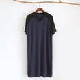 thumbnail image 6 of APEXFWDT Men's Big&Tall V-Neck Nightshirt Raglan Short Sleeve Sleepshirt Loose Fit Comfy Pajama Sleepwear,Dark Blue, 6 of 6