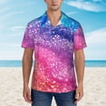 thumbnail image 2 of Sikiie Rainbow Glitter Cute Print Men's Hawaiian Shirt, Summer Beach Button Pocket Short Sleeve T-Shirt,3X-Large, 2 of 7