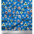 thumbnail image 1 of Soimoi Blue Rayon Fabric Direction Compass,Map & Airplane Travel Printed Fabric 1 Yard 56 Inch Wide, 1 of 3