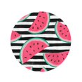 thumbnail image 2 of SIDONKU 60 inch Round Beach Towel Blanket Watermelon Slices on Black and White Watercolor Stripes Travel Circle Circular Towels Mat Tapestry Beach Throw, 2 of 2