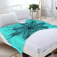 thumbnail image 3 of Durable Soft & Warm Flannel Blanket - Elegant Black Floral Design on Turquoise Cozy for Sofa Travel Bed & Chair, 3 of 7