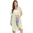 thumbnail image 2 of Leafy Theme Pattern Design Women's Swimwear Cover Up Summer Cardigan Beach Pool Cover Up Loose for Swimsuits Casual Wear, 2 of 7