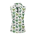 thumbnail image 2 of Uorisanigo Cute Cactus Women's Sleeveless Golf Tennis Shirts Quarter Zip Dry-Fit Hiking Running Workout Tops Comfortable Tennis Tops for Tennis Hiking & Outdoor Sports, 2 of 7
