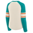 thumbnail image 3 of Women's Fanatics Cream/Aqua Miami Dolphins Hometown Gridiron Hero Raglan Lace-Up V-Neck Long Sleeve T-Shirt, 3 of 3