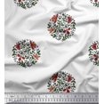 thumbnail image 1 of Soimoi Satin Silk Fabric Leaves & Floral Block Print Fabric by The Yard 42 Inch Wide, 1 of 3