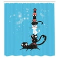 thumbnail image 2 of Ambesonne Cat Shower Curtain, Winter Theme Funny Kittens Art, 69"Wx70"L, Sky Blue Coral and Dark Grey, 2 of 4