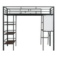 thumbnail image 2 of Kacho Loft Bed, Twin Size Loft Metal Bed with 3 Layers of Shelves and Desk, Stylish Metal Frame Bed with Whiteboard, Space Saving, Noise Free, No Box Spring Needed, Black, 2 of 12