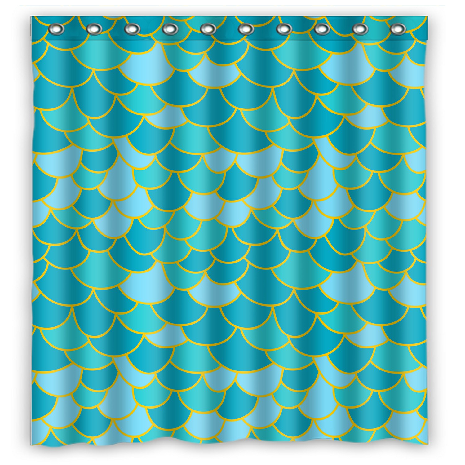 ECZJNT Fish scale Shower Curtain And Hooks For Home Decor 66x72 Inch