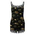 thumbnail image 5 of Leesechin Womens Sleepwear Love Print Strap Vest Set Sexy Lace Pajama Set on Clearance, 5 of 6
