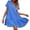 Blue, variant on Women's Ruffles Fresh And Sweet V Neck Solid Color Large Swing Casual Skirt Dress