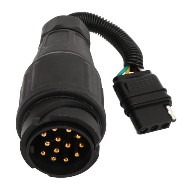 Adaptador de enchufe para remolque, convertidor de conector de remolque plano de 4 vías, redondo de 13 vías a EE. UU., enchufe de conversión para RV