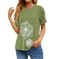 thumbnail image 3 of TWY Women Dandelion Print Crew Neck Short Sleeve T-shirt Tops, 3 of 6