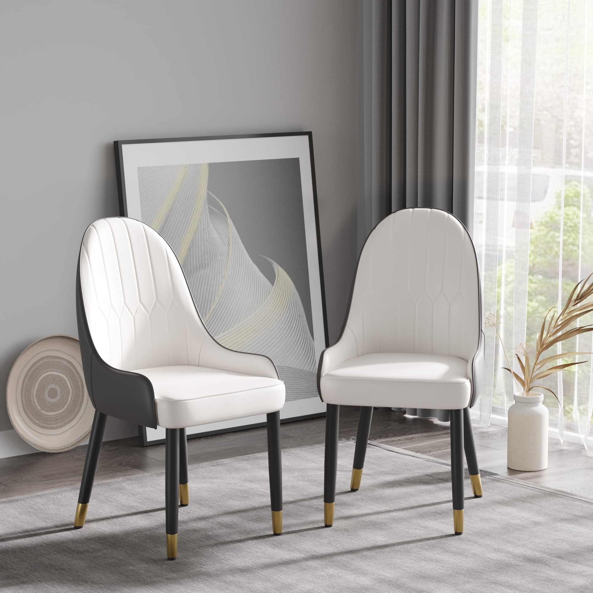 bokifol Dining Chairs Set of 2,Modern PU Leather Kitchen Side Chairs,Farmhouse Dining Room Chair