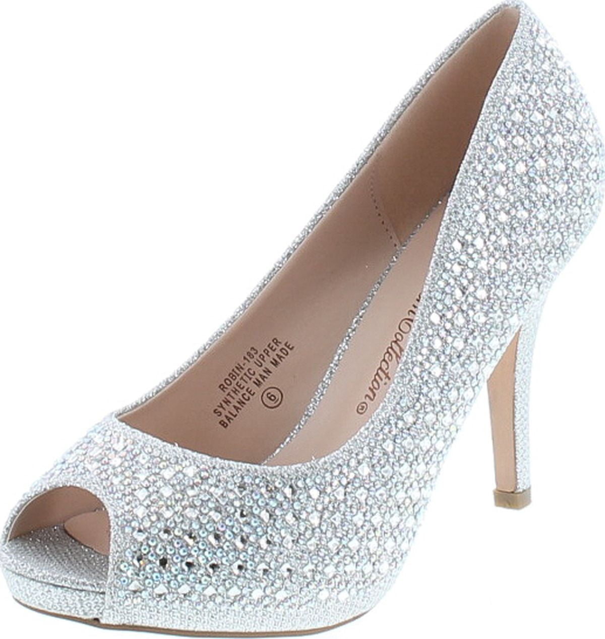 Blossom Angie 39 Silver Sparkle Women/'s Embellished Formal Heels