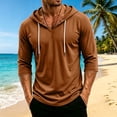 thumbnail image 6 of Mens Hoodie Pullover Thin 3/4 Sleeve Drawstring Pullover Hoodie Casual Sweatshirts with Hood Lightweight Hoodies Brown M, 6 of 7